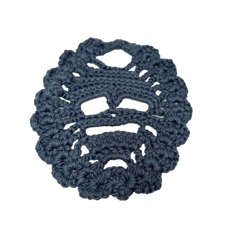 NEW‎ handmade crocheted yarn blue skull table decor dollies